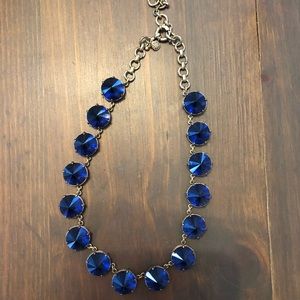 J Crew Blue Jeweled Gold Statement Necklace